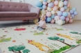 Дитячий двосторонній розвиваючий  складний термокилимок для повзання POPPET "Транспорт та Зоольотчики", 200х180x1 см