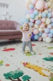 Детский двусторонний развивающий складной термоковрик для ползания POPPET "Транспорт и Зоолетчики", 200х180x1 см