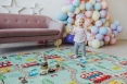 Детский двусторонний развивающий складной термоковрик для ползания POPPET "Транспорт и Зоолетчики", 200х180x1 см