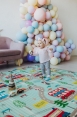 Детский двусторонний развивающий складной термоковрик для ползания POPPET "Транспорт и Зоолетчики", 200х180x1 см