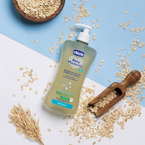 Гель-шампунь для тіла та волосся з екстрактом вівса Chicco Baby Moments "Без сліз", 500 мл