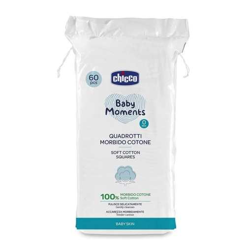 Серветки бавовняні Chicco Baby Moments, 60 шт.