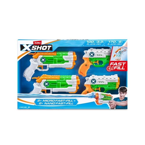 X-Shot Набір водних бластерів Fast Fill Combo Pack 2 Micro And 2 Nano, 11856R