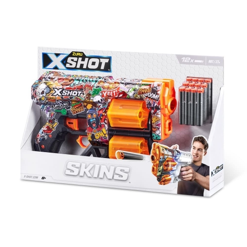 Быстрострельный бластер X-SHOT Skins Dread Sketch (12 патронов), 36517H