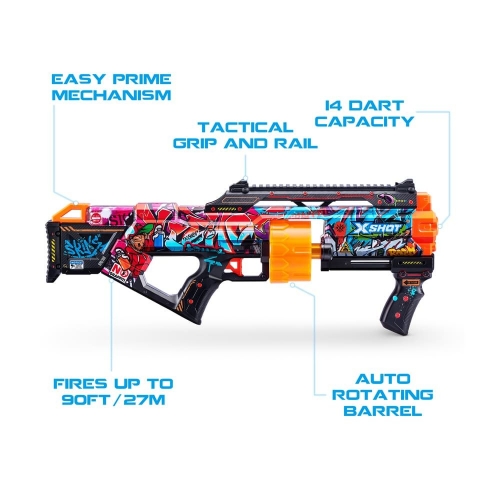 Быстрострельный бластер X-SHOT Skins Last Stand Graffiti (16 патронов), 36518B