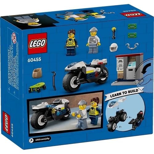 Конструктор LEGO City  Переслідування на поліцейському мотоциклі (60455)