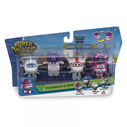 Ігровий набір Super Wings Transform-a-bots, 4 фігурки-трансформери, Діззі рятувальник, Зої , Астра, Астро