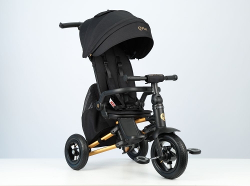 Велосипед складаний триколісний дитячий Nova Pro з надувними колесами Gold Matt - Black