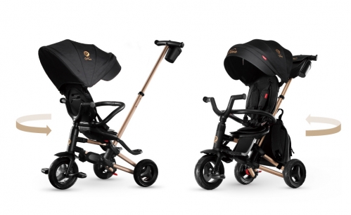 Велосипед складаний триколісний дитячий Nova Pro з надувними колесами Gold Matt - Black