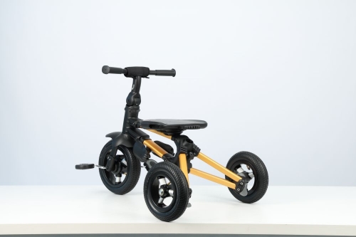 Велосипед складаний триколісний дитячий Nova Pro з надувними колесами Gold Matt - Black