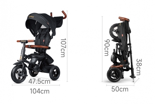 Велосипед складаний триколісний дитячий Rito Deluxe Grey